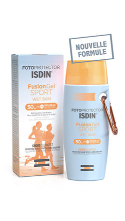 Fotoprotector FUSION GEL SPORT SPF 50, gel solaire invisible corps pour sportif